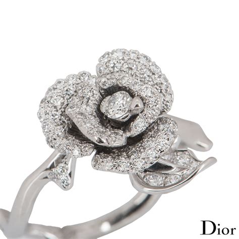 DIOR “Rose Bagatelle” Cocktail Ring in white gold and diamonds.